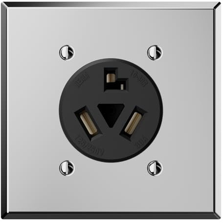 ELEGRP NEMA 10-30R Receptacle, 30 Amp 3 Prong Dryer Outlet UL Listed, 125/250V Flush Mount Power Outlet, Straight Blade Dryer with Stainless Steel Wall Plate, Non-Grounding, 1 Pack