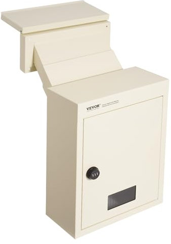 VEVOR Mauerdurchwurf Briefkasten Zahlenschloss, robuster Einbaubriefkasten aus Stahl für Wände mit Einer Dicke von 70 bis 200 mm, 320 x 158 x 430 mm Briefkasten, Beige