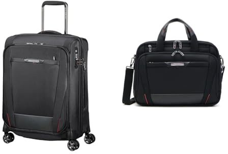 Samsonite Pro-DLX 5 - Spinner S Erweiterbar Handgepäck, 55 cm, 40.5/51.5 L, Schwarz (Black) & Pro-DLX 5-15,6 Zoll Erweiterbar Laptoptasche