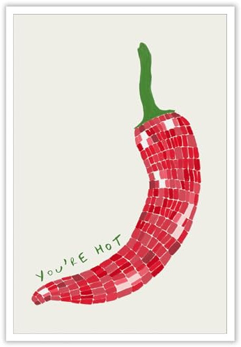 Bittiler Discokugel 'You'Re Hot', Y2K-Style, Pfefferkokette, Retro-Party-Kunst, 70er-Jahre-Stil, luxuriös, rote Chili-Lebensmittel, mädchenhafte Schlafzimmer-Drucke