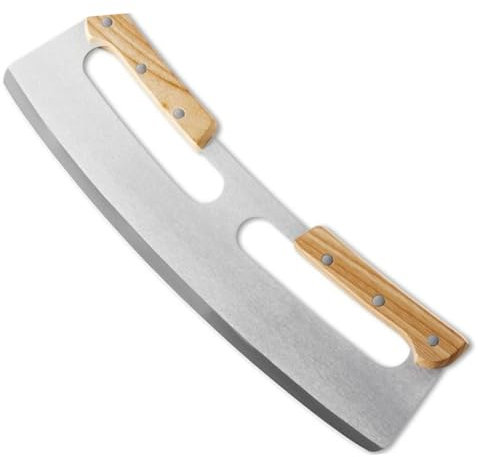 LABRIMP Tagliapizza in Acciaio Inox Manici in Legno Affettatrice Per Pizza E Verdure Utensile Per Tagliare Facilmente