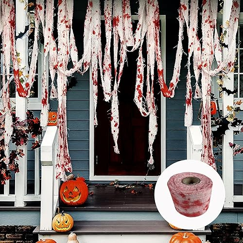 Yixinly Gasa de Sangre de Terror de 10 m, Decoración para Halloween Cortina de Tela para Decoracion de Puerta Buena para Fiestas, Accesorios de Halloween Decoracion Halloween