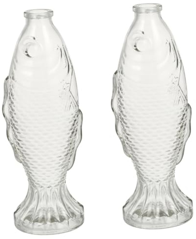 JEWEDECO 2stücke Fischform Glasflasche Dekorative Blumenvase Aus Hochwertigem Glas Mit Korkstopfen Für Tischdekoration Und Blumenarrangements