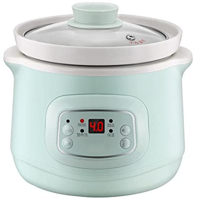 Marmite, marmite électrique 1 L avec revêtement céramique, mijoteuse, marmite Multifonction pour Maison, ustensiles Cuisine Professionnels avec Couvercle Verre et minuterie 24 Heures, 100 W