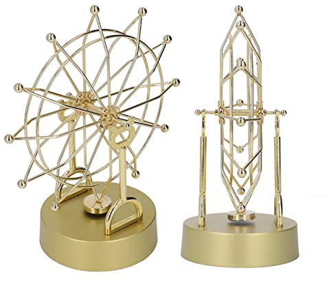 Noria, Gadgets Futuristas Electrónica Moderna Noria Decoración con Acento Dorado Máquina de Movimiento Perpetuo Figuras Pequeñas para Estantería de Mesa Decoración de Sala de Estar
