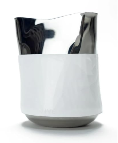 KRUVE Create Latte-Art-Krug mit drei Ausgießern, 440ml/15oz, Edelstahl, griffloses Design, drei einzigartige Ausgießprofile (Silber)