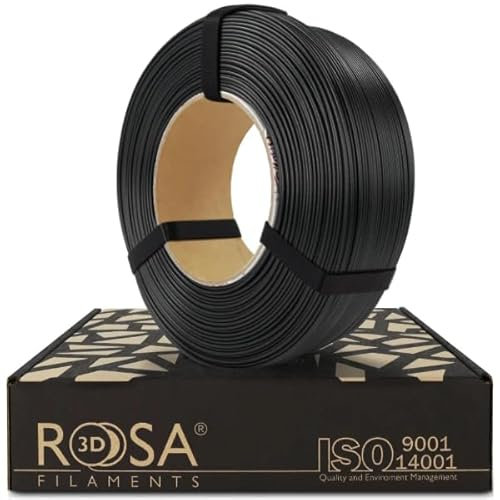 ROSA 3D PET-G Carbonlook Filament 1.75 mm für 3D Drucker | Druckmaterialien Carbon Look PETG 3D Drucker Filament | 3D Printing Materials | Schwarz Refill 1 kg