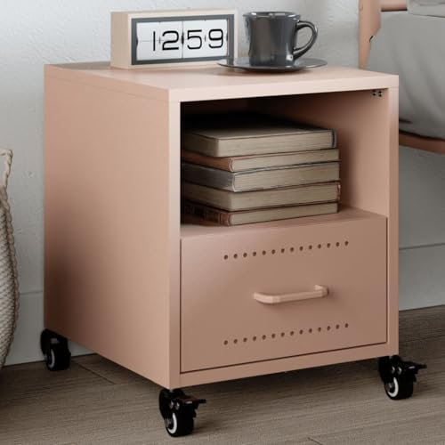 Sufrk Sängskåp rosa 36 x 39 x 43,5 cm stål-sängbord sängbord sängbord skåp sidobord nattduksbord förvaring organiserare hem stativ för hem sovrum