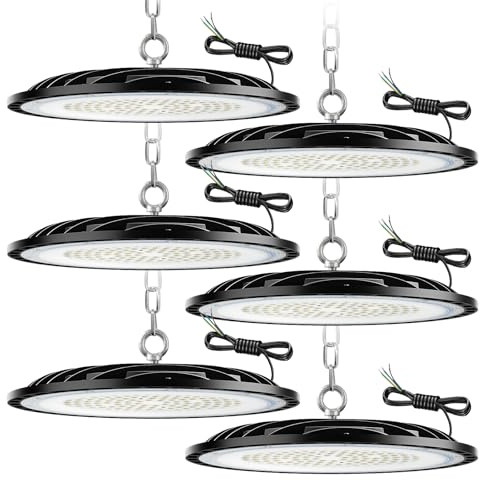 ZXICH UFO LED Lámpara de Alta Bahía,200W 30000LM Led Iluminación Comercial,6000K-6500K LED Iluminación de Almacén,IP65 Impermeable Naves Industriales Para Patio,Garaje,Fábrica,Taller