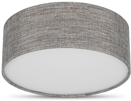 REV Deckenleuchte - 30cm, Stoff-Lampenschirm im Vintage Look, braun-silber | Stilvoller Leinenstoffschirm | inklusive zwei E27 Fassungen | ideal für Schlaf- & Wohnräume