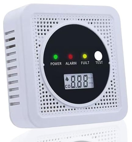 Rilevatore Fumo e Monossido di Carbonio 2 In 1, Rilevatore di Monossido di Carbonio Indipendente con Pulsante di Prova, con Display Digitale LCD, Conforme Alla Norma ue EN50291 e Alla Norma EN14604