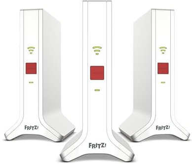 FRITZ! Mesh Wi-Fi Set 4200, Confezione da 3 FRITZ! Repeater 3000AX, Soluzione Mesh fino a 6 stanze, WiFi 6 Triband fino a 4.200 Mbps, 2 LAN Gigabit, interfaccia in Italiano