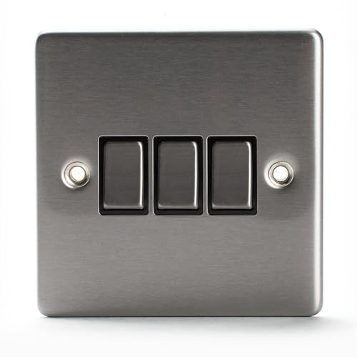 Status SSS3G2WLS8 - Interruptor de luz de acero inoxidable de 3 vías, tornillo a través, paquete de 1