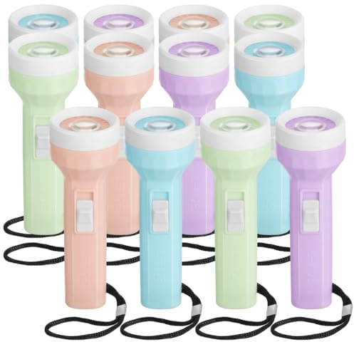 Lot de 12 mini lampes de poche LED étanches - En plastique compact - Pour le camping, la randonnée et les activités de plein air - Réglable