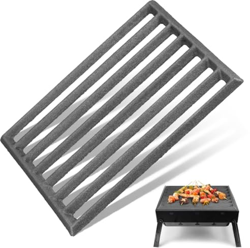 Joinpaya Parrilla de Hierro Fundido para Barbacoa, Rejilla Rectangular Resistente al Calor para Estufa de Leña, Repuesto de Rejilla Gruesa para Chimenea y Horno, 21.5x16 cm, Gris Oscuro