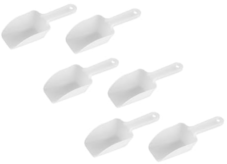 Toyvian 6 pièces Lot de Pelles à Farine Plastique Blanche Petites Cuillères à Fond Plat Résistantes Au Froid pour Cuisine et Service Alimentaire