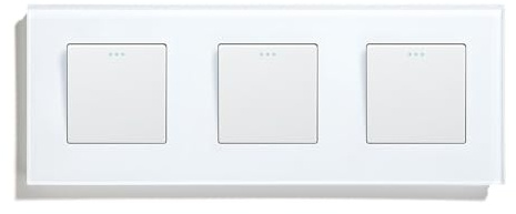 Interruptor De Luz Pared Mecánico Doble Botón, 1 Unidad, Vía, Con Marco Vidrio, Triple 250 V, Blanco Y Negro(Triple 1Gang White)