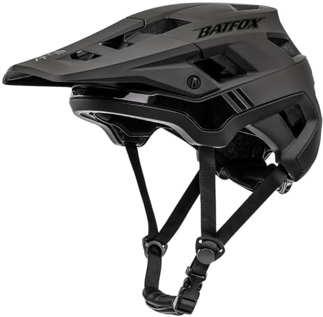 BATFOX Fahrradhelm, Mountainbike-Helm Helme für Männer Frauen Erwachsene Jugendliche (Schwarz, XL(61-63CM))