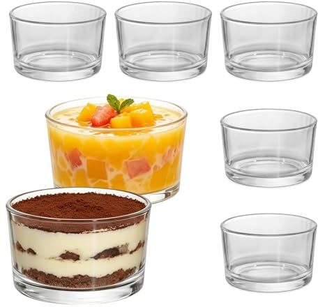 eupdd Coupelle Dessert: 12 Pièces 200ml Verrine | Bols à Dessert en Verre Empilable pour Fêtes Crème Glacée Tiramisu