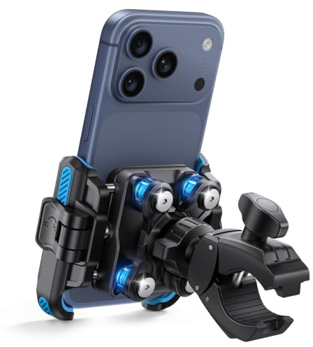 Lamicall Motorrad Handyhalterung Fahrrad Handyhalter Vibrationsgedämpft | [Perfekt für Videoaufnahmen] 360° Handy Halterung Motorrad, Handy Halter Fahrradlenker für iPhone 17 16, 7,2 Zoll Smartphone