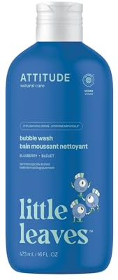 ATTITUDE Bain Moussant pour Enfants, Certifié EWG, Shampoing et Savon pour le Corps, Testé Dermatologiquement, à Base d’Ingrédients Végétaux et Minéraux, Végan, Bleuet, 473 mL