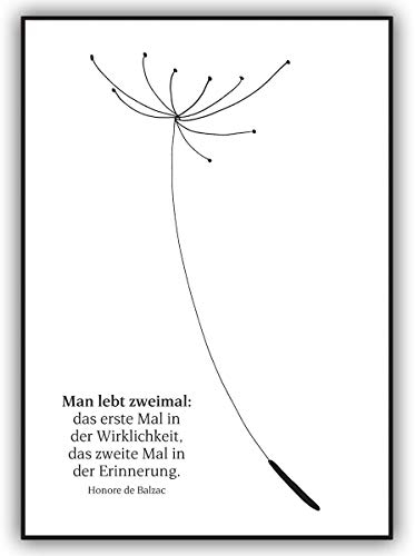 Kartenkaufrausch 16 Stück: Beistehende Trauerkarte mit Balzac Zitat: Man lebt zweimal • herzliche Premium Anteilnahme Karte um zu kondolieren