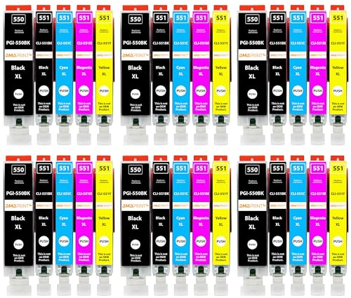 Amaprint 30 XL Patronen kompatibel mit Canon PGI 550 CLI 551 Ersatz für Pixma IP7200 IP7250 IX6800 IX6850 MG5400 MG5450 MG5500 MG5550 MG5600 MG5650 MG5655 MG6400 MG6450 MG6600 MG6650 MX725 MX920 MX925