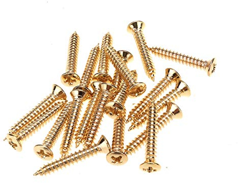 Musiclily Pro 2,5x18mm Gitarre Countersunk Humbucker Pickup Ring Screws Rahmen Schrauben für USA Les Paul SG, Gold (20er Set)