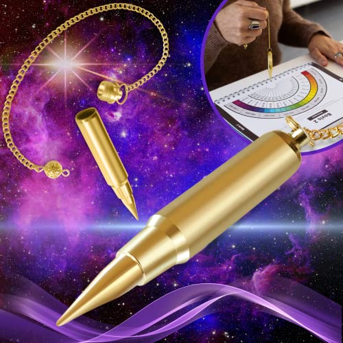 Pendule Divinatoire de Radiesthésie à POINTE et sa CHAMBRE TEMOIN en Laiton Doré (19 Gr), Sourcier Géobiologie Voyance Cartes [𝐆𝐀𝐑𝐀𝐍𝐓𝐈𝐄 𝐀 𝐕𝐈𝐄]