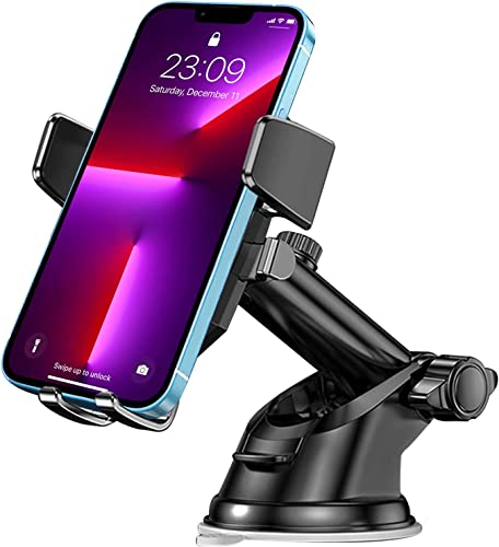 Bnimtm Supporto Cellulare Auto, Supporto Smartphone Auto 360° di Rotazione con Regolabile Clip e Braccio Estensibile e Potente Ventosa, per Cruscotto e Parabrezza Adatto a Quasi Tutti gli Smartphone