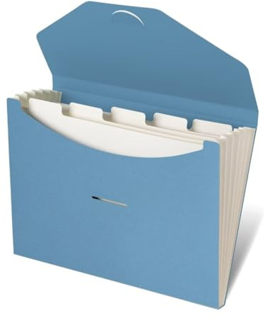 Blue Lake ECOLIFE 6-Pockets Recyclable Paper Expanding File Document Folder Plastic Free, Accordian File Organizer - A4 Letter Size, 200 Sheet for School, Office, Home Carolina