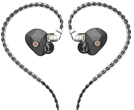 Hidizs MM2 HiFi in-Ear Monitor, 6 mm basso voltaggio driver BM magneto-statico e driver dinamico da 10,2 mm, doppio driver magneto-statico ibrido Hi-Res IEM con 3 valvole di sintonizzazione (nero)