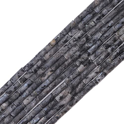 BEADIA Natural Black Spectrolite Tube Beads Cylinder 4x13mm 38cm/Strand Stone Beads for Jewelry Making