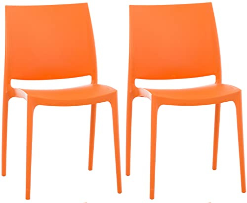 CLP Lot De 2 Chaises D'Extérieur Empilables Maya en Plastique I Chaise De Balcon Résistante Aux UV, Couleur:Orange