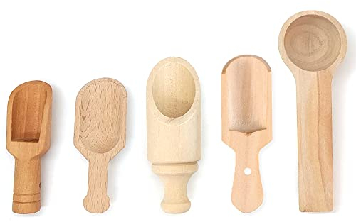 HAOBIN 5 StüCk Klein Teeschaufel Holz Kleine HolzlöFfel KüChe Schaufel Mini HolzlöFfel Mini Holzschaufel GewüRzlöFfel Salz LöFfelchen Holz FüR Kaffee GewüRze Tee KüChenutensilien