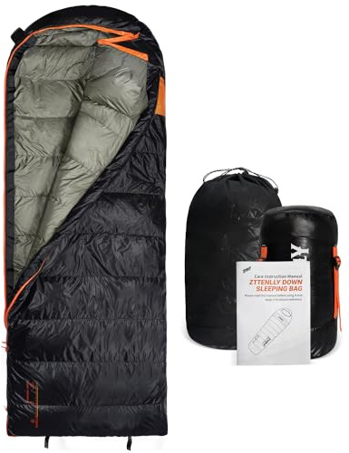 ZTTENLLY Down Sleeping Bag for Adults - Lightweight and Compact for Backpacking, Camping and Hiking - 550/600 FP, 0/20/30 Degree and 4-Season Sleeping Bag for Cold Weather