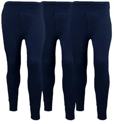 Pack of 3 Mens Thermal Underwear Trousers Long Johns Base Layer Extreme Hot Brushed Inside Ultra Soft Trousers Leggings Pants (as8, Alpha, l, Regular, Regular, Navy)