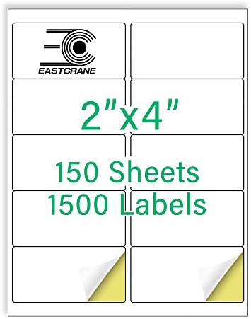 EastCrane 2 x 4 Mailing Labels,1500 Shipping Labels(150 Sheets),Printable White Address Labels for Laser/Inkjet Printer,Permanent Adhesive Sticker Labels