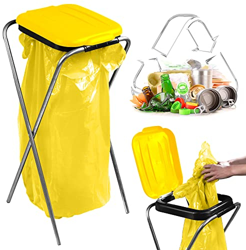 KADAX Porte-Sac Poubelle pour Intérieur et Extérieur, Support Pratique et Efficace pour Les Sacs de Recyclage, Facilitant la Gestion des Déchets (Jaune)