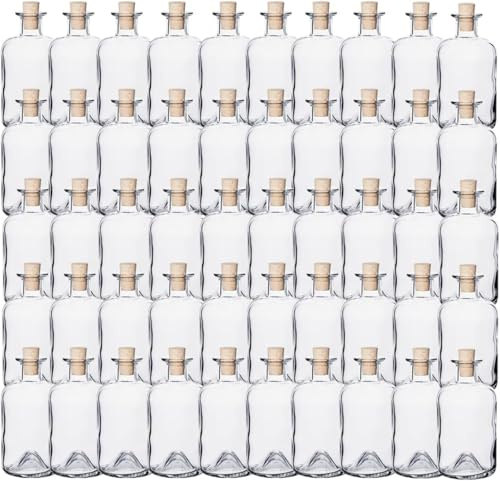 Flaschenland 50 Apothekerflaschen 350 ml aus Klarglas inkl. Korken zum Verschließen, zum Selbstbefüllen als Ginflasche, Rumflasche, DIY, Spirituosenflasche