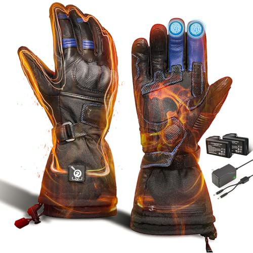 SAVIOR Professional Heated Motorcycle Gloves for Men Women,Dual Mode Electrically Heated Waterproof and Windproof Gloves with 12V Charging Cord,Suitable for Winter Riding,Skiing,etc.