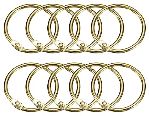 QUARKZMAN 20 Stück Duschvorhangringe - Karbonstahl Runde Schnapp Gardinenringe mit Haken 1.22 Lose Blatt Binderinge für Dusche Vorhang Stangen (Gold)