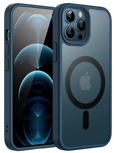 JETech Matte Magnetische Hülle für iPhone 12 Pro Max, Blau | Kompatibel mit MagSafe, Matte Transluzent Rückseite, Dünn Stoßschutz