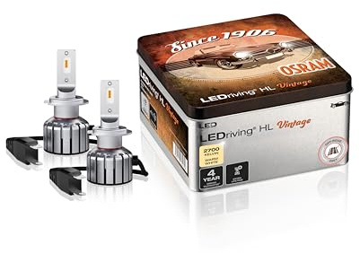 OSRAM LEDriving HL VINTAGE, ≜ H7/H18, LED helljus/halvljus, endast terräng, icke-ECE, +260% ​​mer ljusstyrka, 2700K, metallhus (2 lampor)