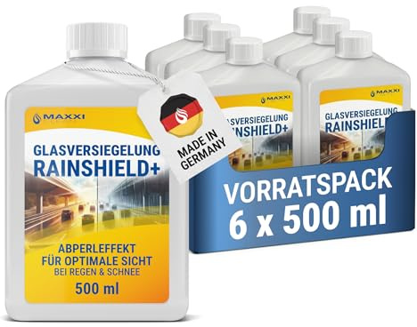 Maxxi Clean | 6x 500 ml Scheibenversiegelung [Rain Shield +] | Glasversiegelung | Nanoversiegelung | Regenabweiser mit Lotus-Effekt | Scheibenversiegelung mit Abperleffekt für klare Sicht