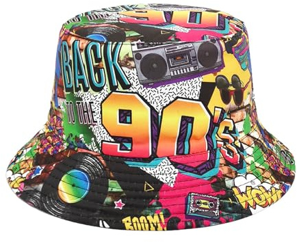 MILAKOO Fischerhüte Bucket Hat Retro 80er 90er Jahre Stil Modische Fischerhut Unisex Reversibel Anglerhut Doppelseitig Sonnenhut