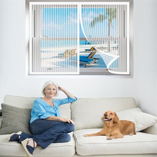 Premium Slim Fliegengitter 240 x 100 cm Profi Insektenschutz Vorhang Der Magnetvorhang Luft Kann Frei Strömen für Windows/Wohnzimmer Fenstern, Weiß