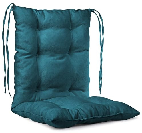 MG Design Stuhlkissen 50 x 100 cm Sitzkissen blau - Gartenstühle Sitzauflagen aus Polsterstoff, mit weicher Füllung, mit Schnüren zum Binden - Niedriglehner Auflagen