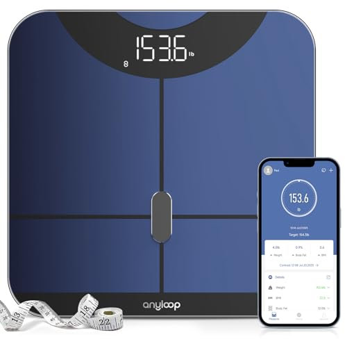 Anyloop Scales for Body Weight,Weighing Scales Body Weight with App, Smart Digital Bathroom Scales Bluetooth for Fitness Tracking, High Precision Sensors Body Composition Monitor 400lb/180kg