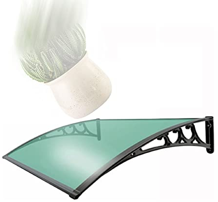 ASHILD Türvordach Überdachung Terrassenüberdachung Regenschutz Veranda Winddicht Kälteschutz Verandavordach für Veranda Terrassendach mit schwarzer Halterung aus Aluminiumlegierung, grüne Polycarbo
